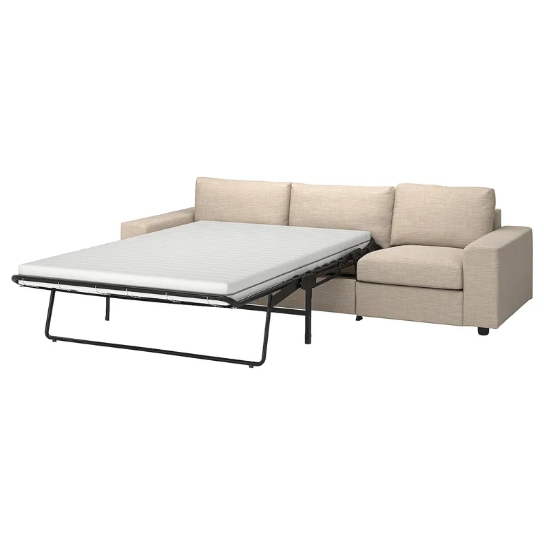 IKEA VIMLE ВІМЛЕ, 3-місний диван-ліжко, з широкими підлокітниками / горбистий бежевий 495.426.66 фото №1