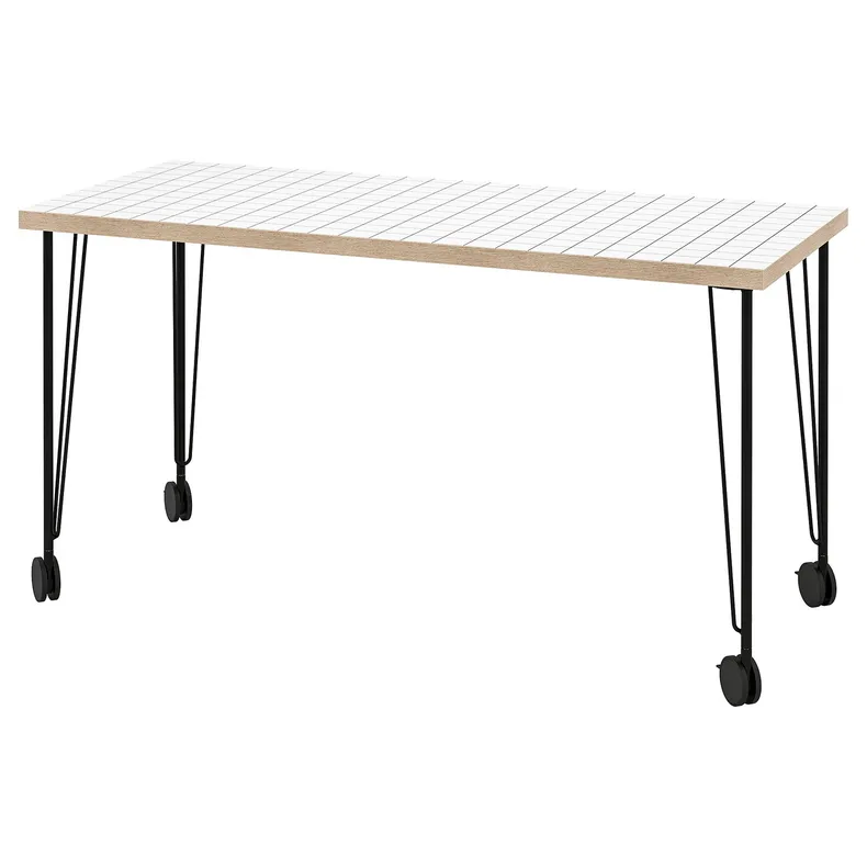 IKEA LAGKAPTEN ЛАГКАПТЕН / KRILLE КРИЛЛЕ, письменный стол, белый антрацит / черный, 140x60 см 895.099.81 фото №1