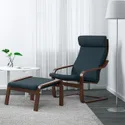 IKEA POÄNG ПОЕНГ, крісло та підставка для ніг, коричневий / ХІЛЛАРЕД темно-синій 194.842.86 фото thumb №2