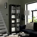 IKEA BILLY БІЛЛІ / OXBERG ОКСБЕРГ, книжкова шафа зі склян дверц, чорний під дуб, 80x30x202 см 594.833.17 фото thumb №3