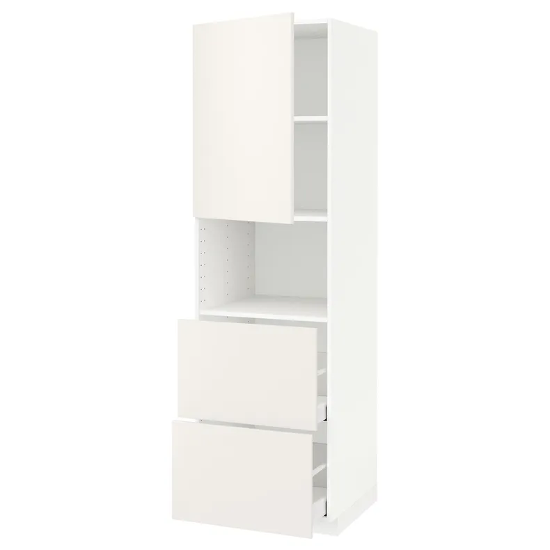 IKEA METOD МЕТОД / MAXIMERA МАКСИМЕРА, высокий шкаф д / СВЧ / дверца / 2ящика, белый / белый, 60x60x200 см 594.575.87 фото №1