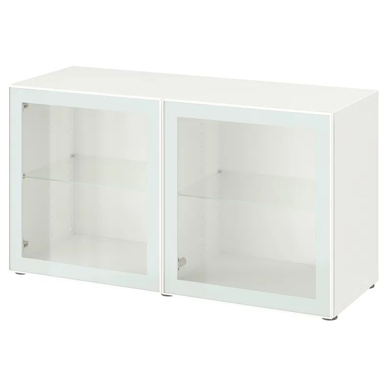 IKEA BESTÅ БЕСТО, стеллаж со стеклянн дверьми, белый Стекловик / белый / светло-зеленый Прозрачное стекло, 120x42x64 см 194.892.22 фото №1