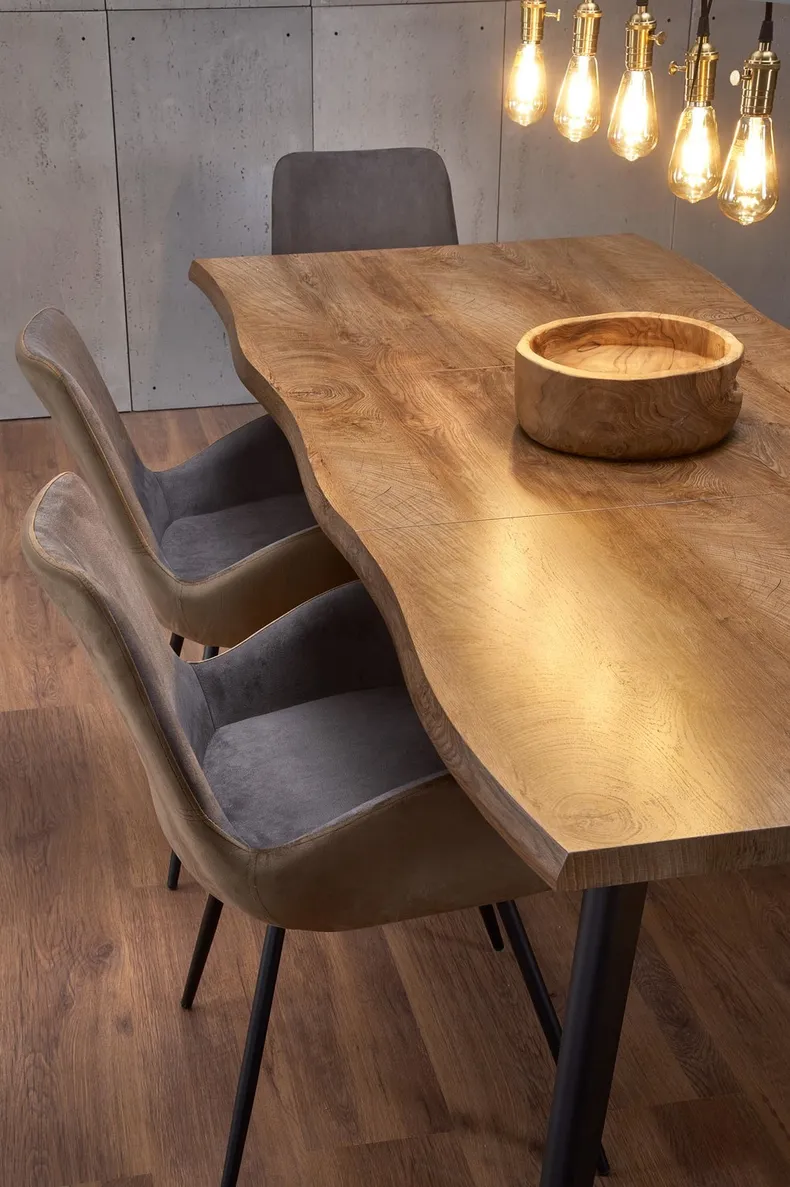 Кухонний стіл розкладний HALMAR DICKSON 120-180x80 см, стільниця - натуральний дуб, ніжки - чорні фото №4