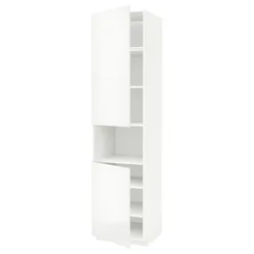 IKEA METOD МЕТОД, выс шкаф д / СВЧ / 2 дверцы / полки, белый / Рингхульт белый, 60x60x240 см 494.558.95 фото