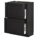 IKEA METOD МЕТОД, напольный шкаф с 2 ящиками, черный / Лерхиттан с черными пятнами, 60x37 см 192.602.29 фото thumb №1