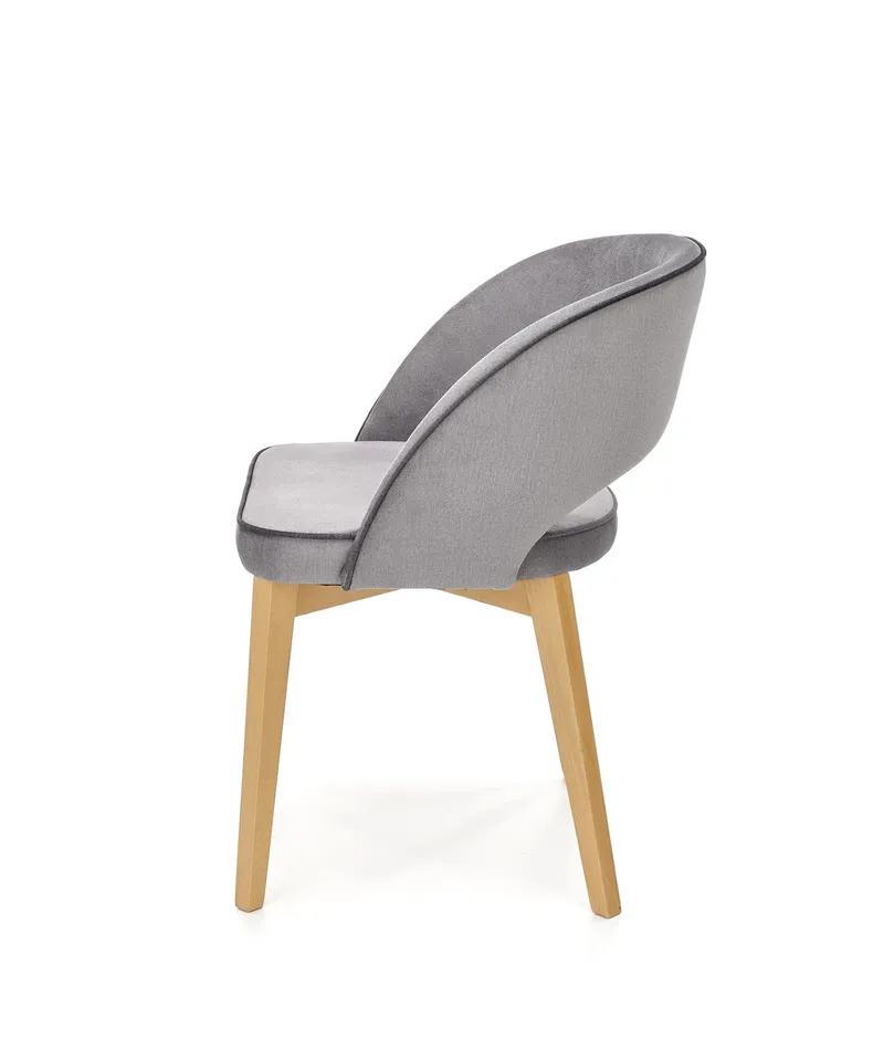 Кухонный стул бархатный HALMAR MARINO Velvet, серый MONOLITH 85 / дуб медовый фото №2