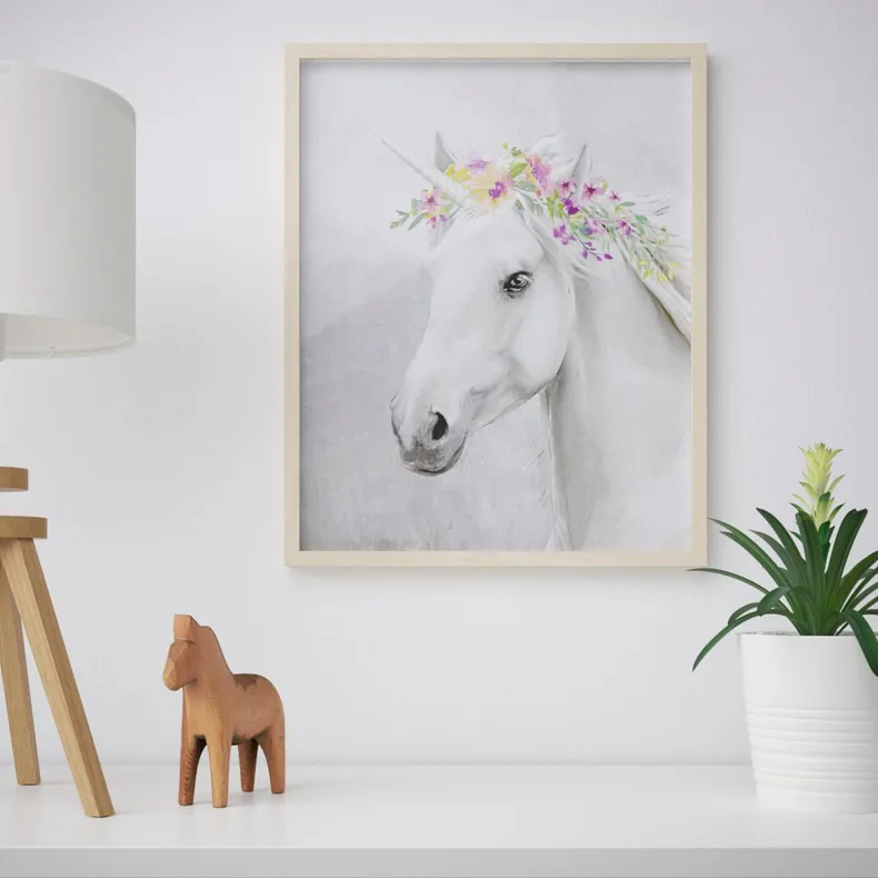 IKEA BILD БІЛЬД, постер, єдиноріг з квітами, 40x50 см 004.849.17 фото №2