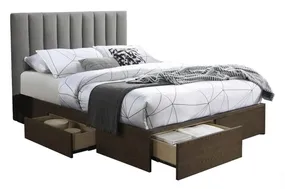 Двоспальне ліжко HALMAR З ящиками Gorashi 160x200 см сірий/горіх фото