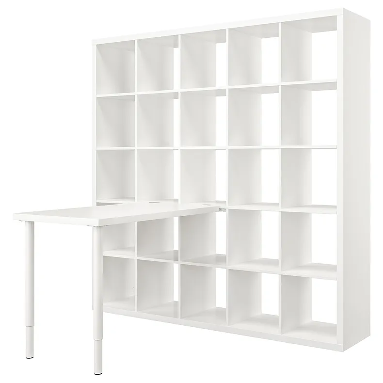 IKEA KALLAX КАЛЛАКС / LINNMON ЛІННМОН, письмовий стіл, комбінація, білий, 182x139x182 см 094.816.98 фото №1