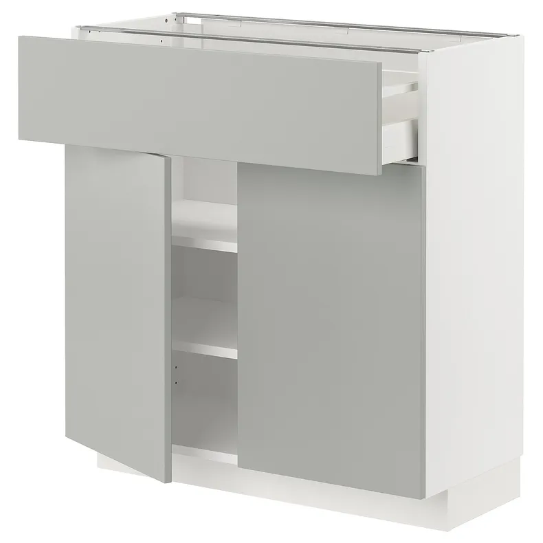 IKEA METOD МЕТОД / MAXIMERA МАКСИМЕРА, напольный шкаф с ящиком / 2дверцами, белый / светло-серый, 80x37 см 995.393.79 фото №1