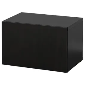 IKEA BESTÅ БЕСТО, секція полиць із дверцятами, чорно-коричневий / ЛАППВІКЕН чорно-коричневий, 60x42x38 см 190.467.86 фото