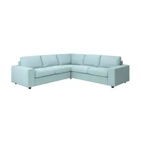 IKEA VIMLE ВИМЛЕ, 4-местный угловой диван, с широкими подлокотниками / Саксемара светло-голубой 294.017.90 фото
