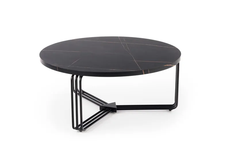 Журнальний стіл круглий HALMAR ANTICA 80x80 см, стільниця - чорний мармур, каркас - чорний фото №7