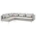 IKEA SÖDERHAMN СОДЕРХЭМН, 4-местный угловой диван, с открытым концом/Талмира белый/черный 294.306.22 фото thumb №1