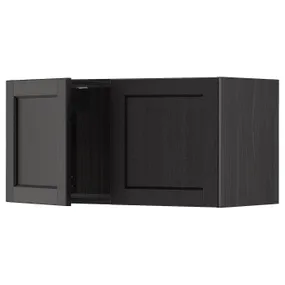 IKEA METOD МЕТОД, навесной шкаф с 2 дверцами, черный / Лерхиттан с черными пятнами, 80x40 см 994.658.54 фото
