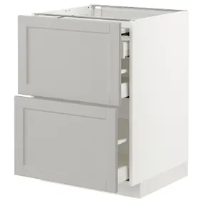 IKEA METOD МЕТОД / MAXIMERA МАКСИМЕРА, напольный шкаф с выдвиж панелью / 3ящ, белый / светло-серый, 60x60 см 894.336.94 фото