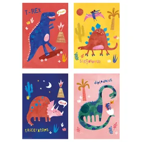 IKEA BILD БИЛЬД, постер, разноцветные динозавры, 21x30 см 205.336.34 фото