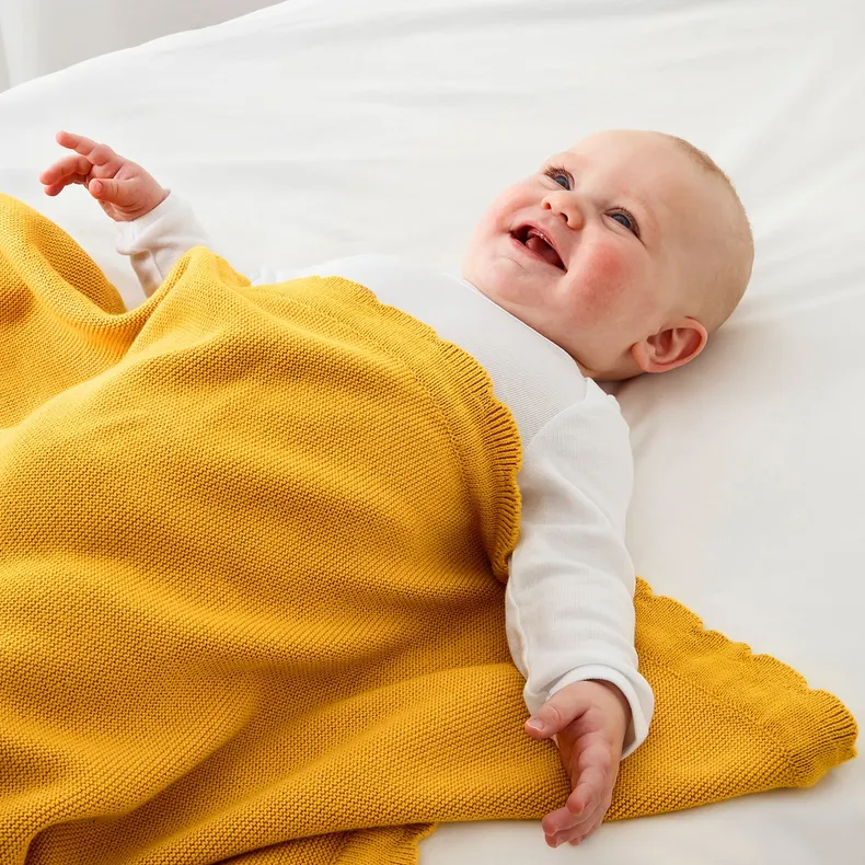 IKEA SOLGUL СОЛГУЛЬ, одеяло детское, тёмно-жёлтый, 70x90 см 804.212.52 фото №4