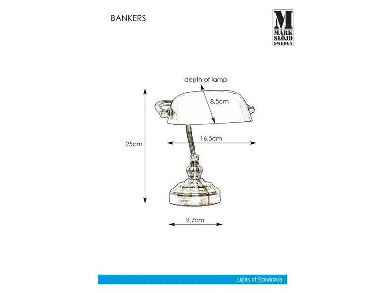 BRW Настольная лампа Bankers 25 см стекло зелено-золотое 095854 фото №4