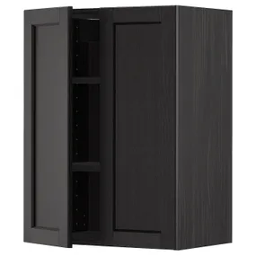 IKEA METOD МЕТОД, навесной шкаф с полками / 2дверцы, черный / Лерхиттан с черными пятнами, 60x80 см 594.691.61 фото