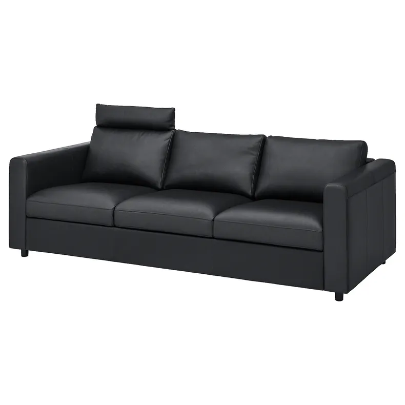 IKEA VIMLE ВІМЛЕ, 3-місний диван, з підголовником/Гранн/Бомстад чорний 993.062.52 фото №1
