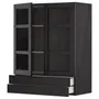 IKEA METOD МЕТОД / MAXIMERA МАКСИМЕРА, навесной шкаф / 2 стекл двери / 2 ящика, черный / Лерхиттан с черными пятнами, 80x100 см 394.531.99 фото