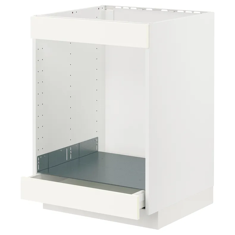 IKEA METOD МЕТОД / MAXIMERA МАКСІМЕРА, підлогова шафа для плити+дух з шухл, білий / ВАЛЛЬСТЕНА білий, 60x60 см 395.071.83 фото №1