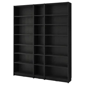 IKEA BILLY БІЛЛІ, комбінація книжк шаф з дод модул, чорний під дуб, 200x28x237 см 594.835.34 фото
