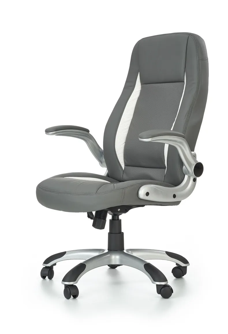 Крісло комп'ютерне офісне обертове HALMAR SATURN сірий, екошкіра перфорована фото №4
