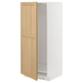 IKEA METOD МЕТОД, висока шафа для холодильнка / морозил, білий / ФОРСБАККА дуб, 60x60x140 см 795.094.39 фото