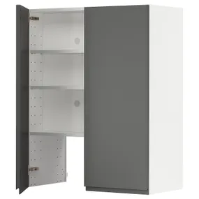 IKEA METOD МЕТОД, навесной шкаф д / вытяжки / полка / дверь, белый / Воксторп темно-серый, 80x100 см 295.042.98 фото