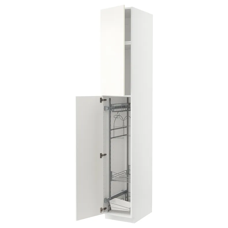 IKEA METOD МЕТОД, висока шафа із приладд д / прибирання, білий / ВАЛЛЬСТЕНА білий, 40x60x240 см 295.073.29 фото №1