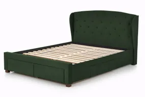 Двоспальне ліжко з ящиками HALMAR SABRINA 160x200 см темно-зелене фото