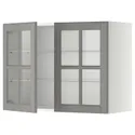 IKEA METOD МЕТОД, настінна шафа, полиці / 2 склх дверц, білий / сірий Бодбін, 80x60 см 893.949.56 фото thumb №1