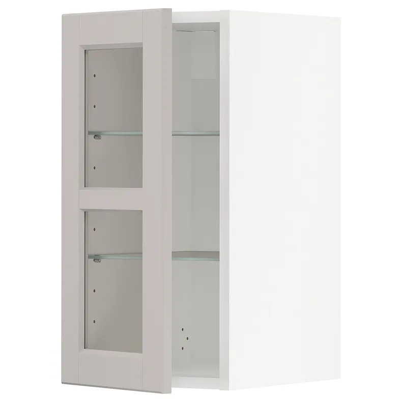 IKEA METOD МЕТОД, навісна шафа,полиці / скляні дверцята, білий / світло-сірий Lerhyttan, 30x60 см 594.698.87 фото №1