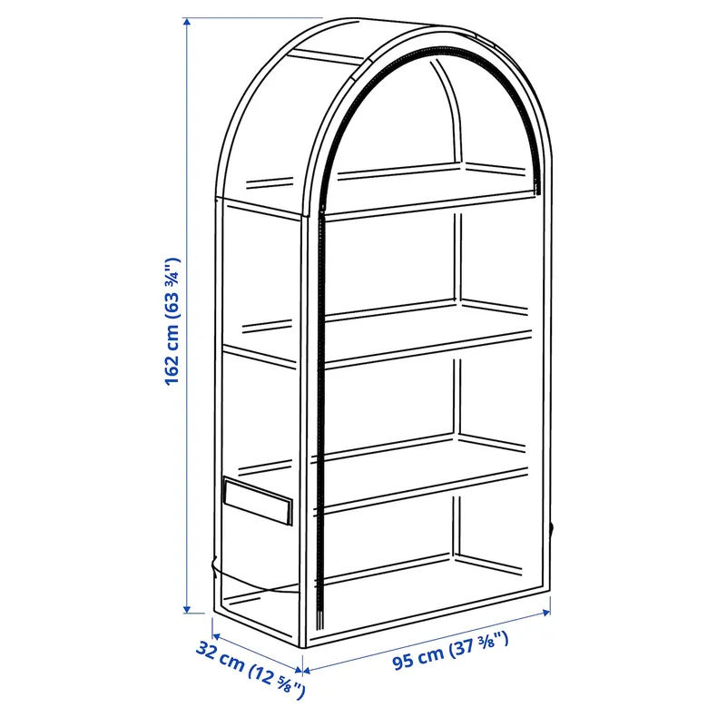 IKEA ASPAREN, мини-теплица, прозрачный белый, 95x32x162 см 605.856.21 фото №11