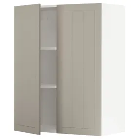 IKEA METOD МЕТОД, навісна шафа з полицями / 2 дверцят, білий / стенсундський бежевий, 80x100 см 394.683.46 фото