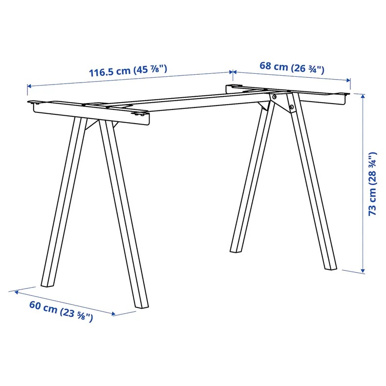 IKEA TROTTEN ТРОТТЕН, подстолье для столешницы, белый, 120x70x75 см 404.747.56 фото №4