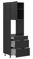BRW Кухонный духовой шкаф Sole L6 60 см с ящиками с плавным закрыванием черный матовый, черный/черный матовый FM_DPS_60/207_2STB/STB/L-CA/CAM фото thumb №3