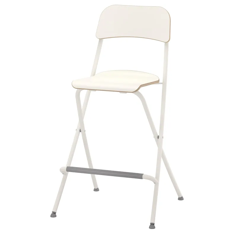 IKEA FRANKLIN ФРАНКЛІН, барний стілець зі спинкою, складан, білий/білий, 63 см 704.048.75 фото №1