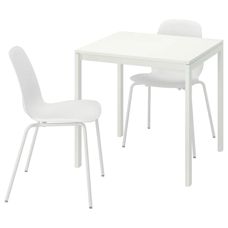 IKEA MELLTORP МЕЛЬТОРП / LIDÅS ЛІДОС, стіл+2 стільці, білий білий / білий білий, 75x75 см 294.816.16 фото №1