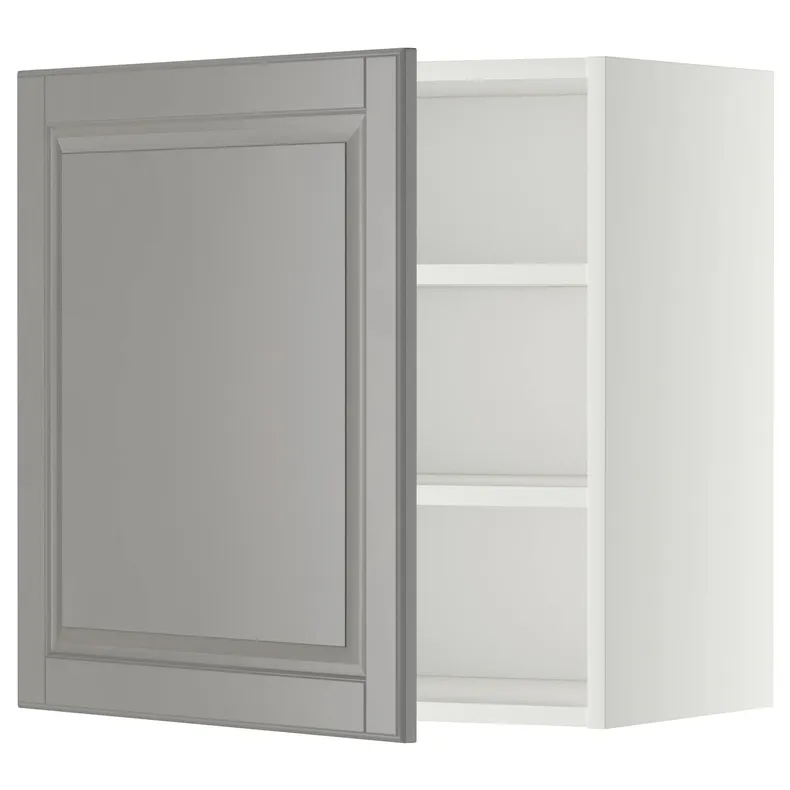 IKEA METOD МЕТОД, шафа навісна із полицями, білий / сірий Бодбін, 60x60 см 394.569.56 фото №1