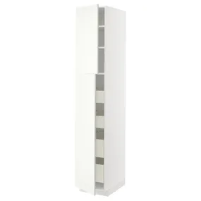 IKEA METOD МЕТОД / MAXIMERA МАКСИМЕРА, высокий шкаф / 2дверцы / 4ящика, белый / Вальстена белый, 40x60x220 см 095.074.29 фото