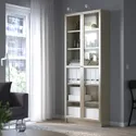 IKEA BILLY БИЛЛИ, шкаф книжный со стеклянными дверьми, серый / металлический эффект, 80x30x202 см 004.156.03 фото thumb №3