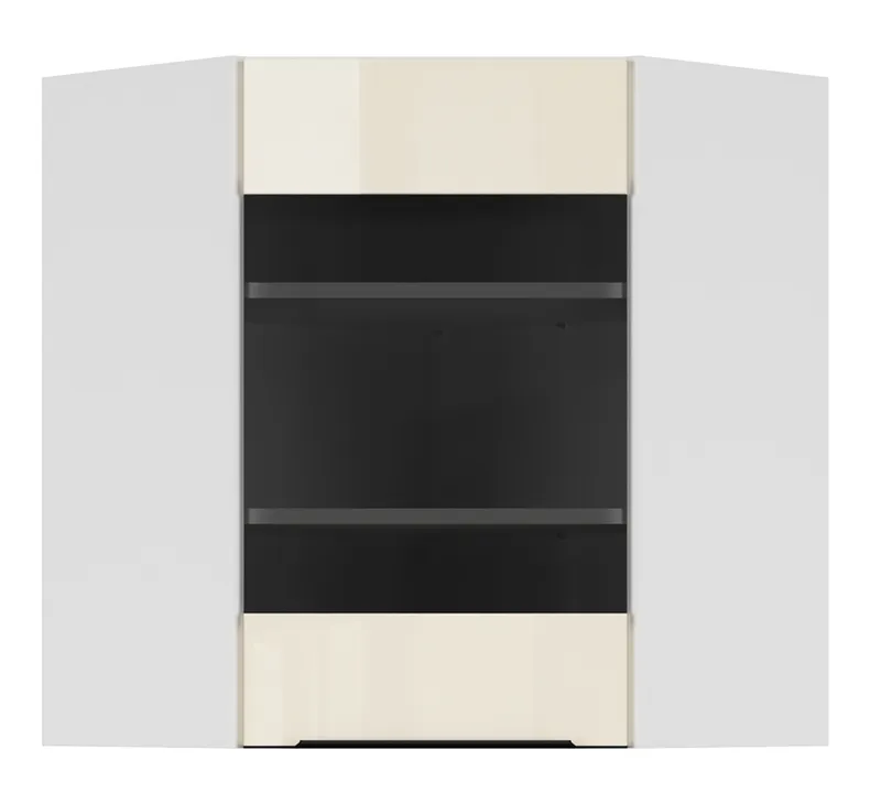 BRW Кутова кухонна шафа Sole L6 60 см з вітриною праворуч магнолія перлина, альпійський білий/магнолія перламутровий FM_GNWU_60/72_PV-BAL/MAPE фото №1