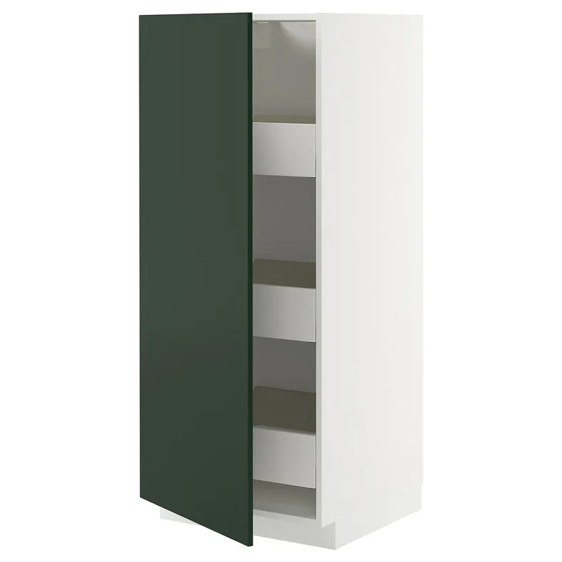 IKEA METOD МЕТОД / MAXIMERA МАКСИМЕРА, высокий шкаф с ящиками, белый/Гавсторп темно-зеленый, 60x60x140 см 695.572.75 фото №1