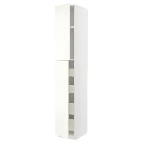 IKEA METOD МЕТОД / MAXIMERA МАКСИМЕРА, высокий шкаф / 2дверцы / 4ящика, белый / Вальстена белый, 40x60x240 см 995.074.15 фото