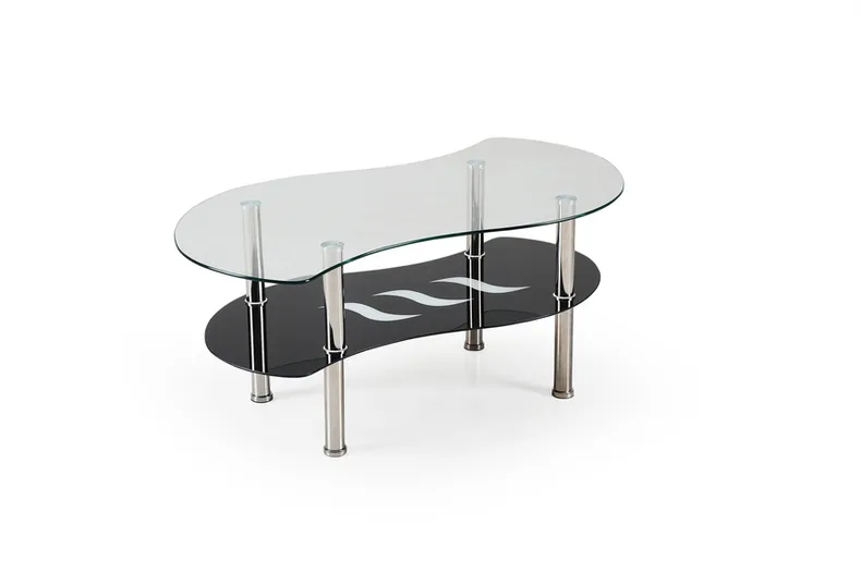 Журнальный стол стеклянный HALMAR CATANIA, 100x55 см, прозрачный, черный / хром фото №1