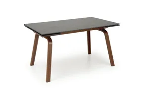Обеденный стол HALMAR LOZANO 140-200x82 см, черный мрамор / орех фото