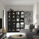 IKEA BILLY БИЛЛИ / OXBERG ОКСБЕРГ, стеллаж комбинация / стекл дверцы, черная имитация дуб, 160x202 см 594.835.29 фото thumb №2